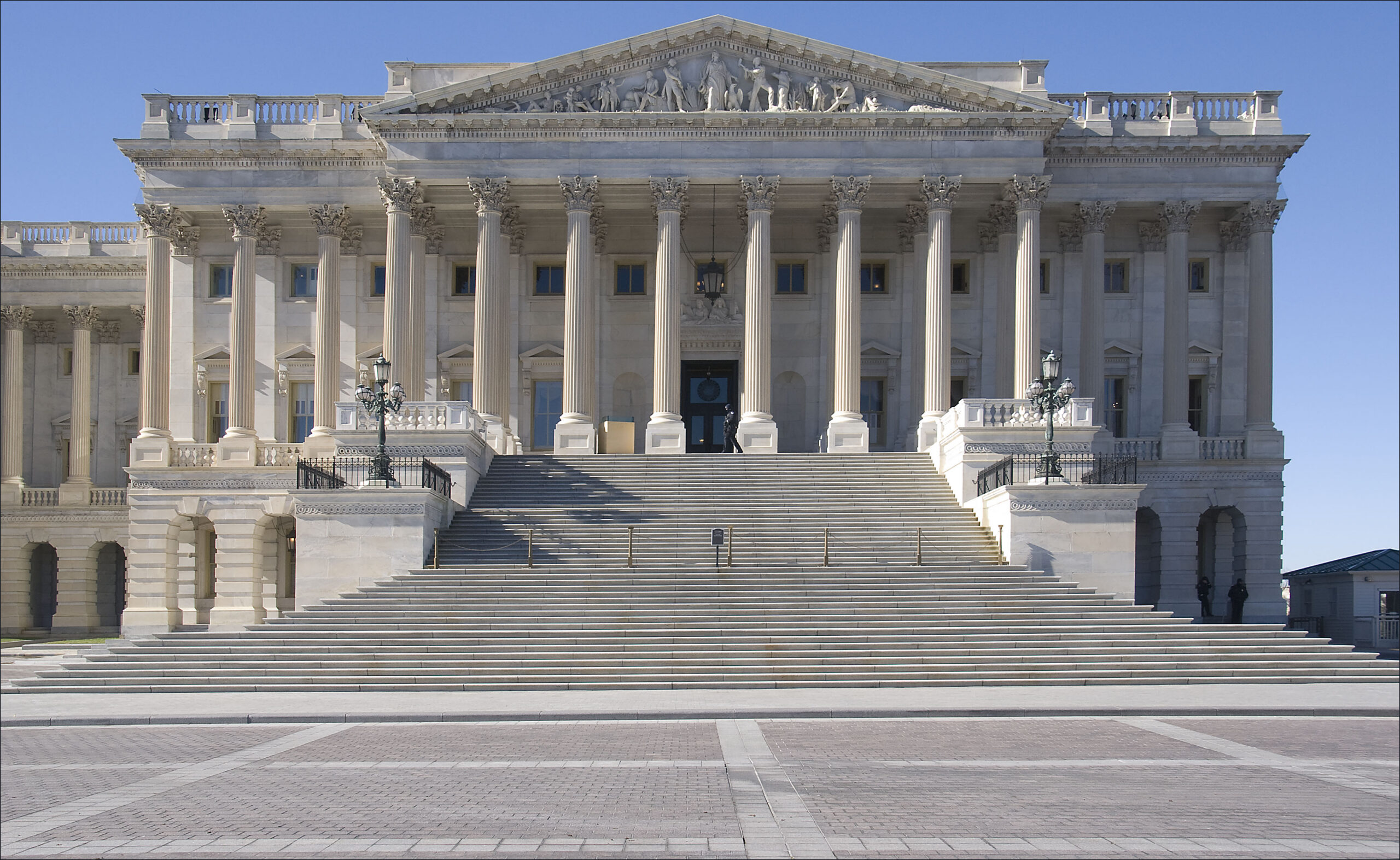 Landscape view of the U.S. Capitol Senate building exterior in Washington, D.C.